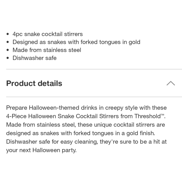 Threshold NWT 4pc Snake Appetizer/Cocktail Stirrers in Gold - Picture 4 of 5